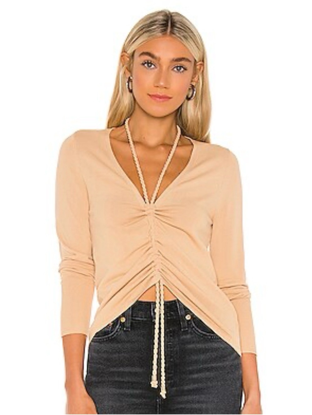 Nicholas Darla Top Honey Beige Size Small Rayon Nylon Blend